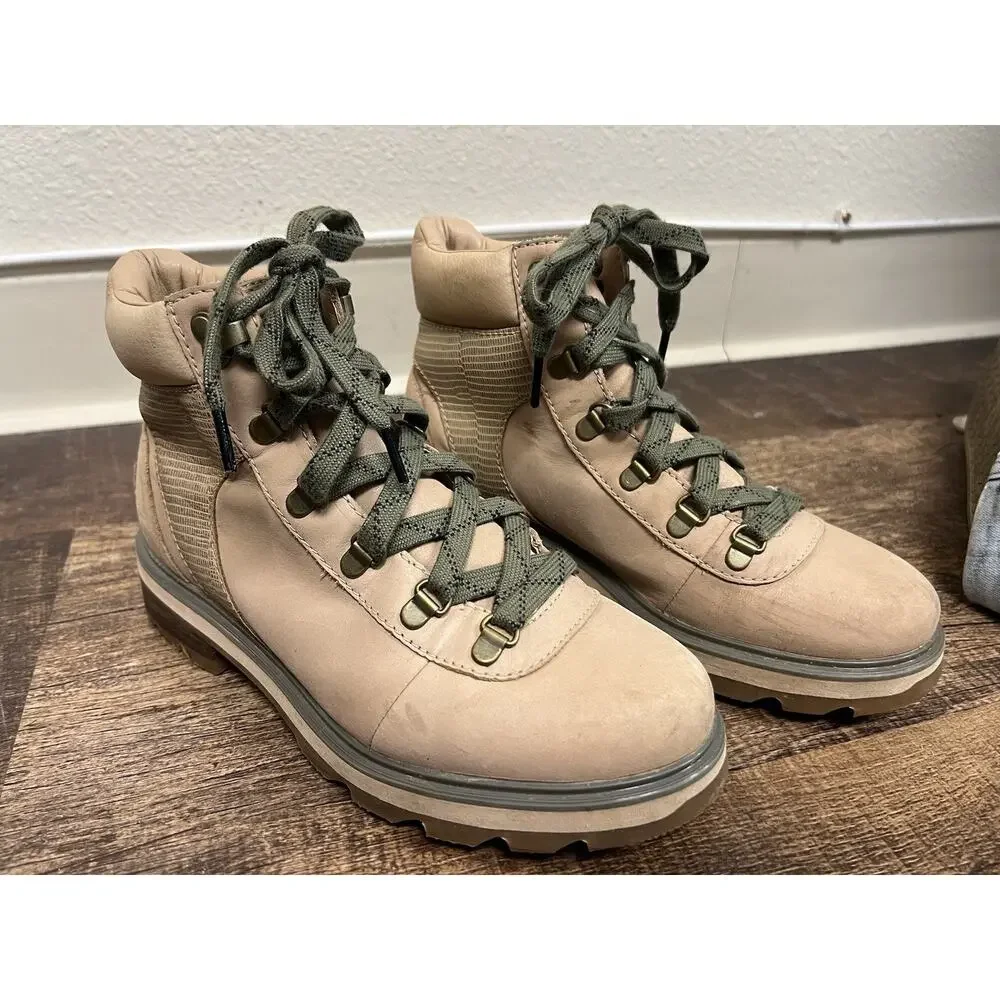 New Sorel Lennox Tan Suede Waterproof Hiker Boots Size 8.5 Woman’s - Picture 3 of 8